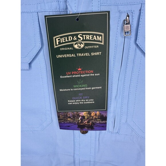 Field & Stream Universal Travel Shirt Fishing Stream‎ Blue Men's Size XL NEW - Picture 2 of 6